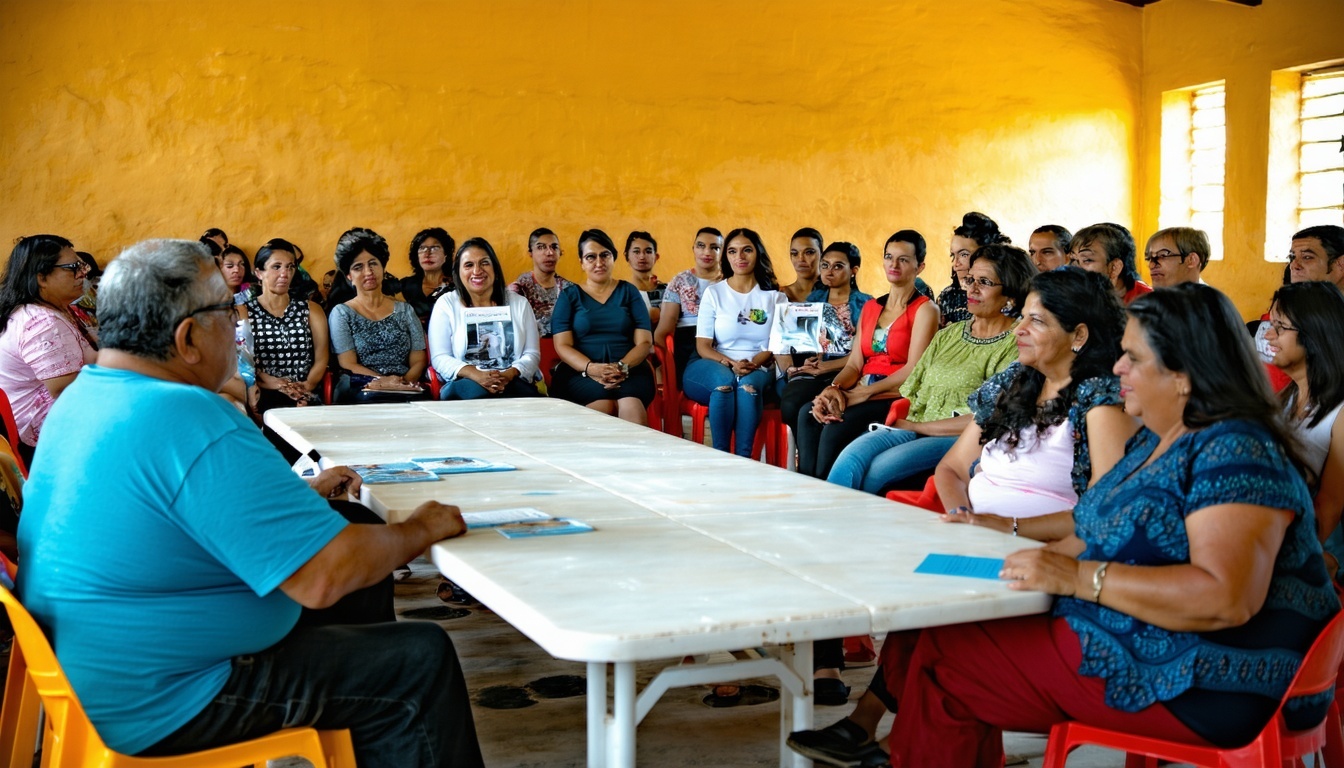 Líderes comunitarios participando en un encuentro de gestión social organizado por CORESOFUM.